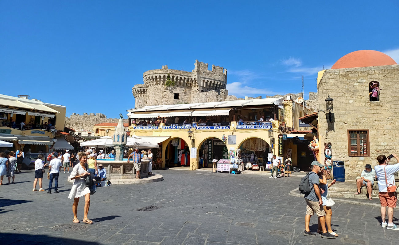 Rhodes’ historic Socrates Square and the streets of the Old Town